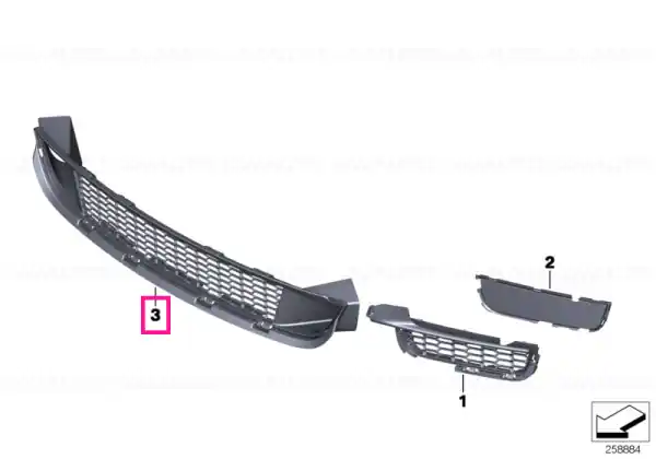 Disponibil imediat Grille, air inlet, middle - BMW