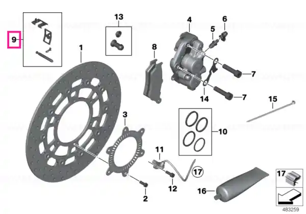 Set piese montaj, dreapta - BMW Motorrad Popular