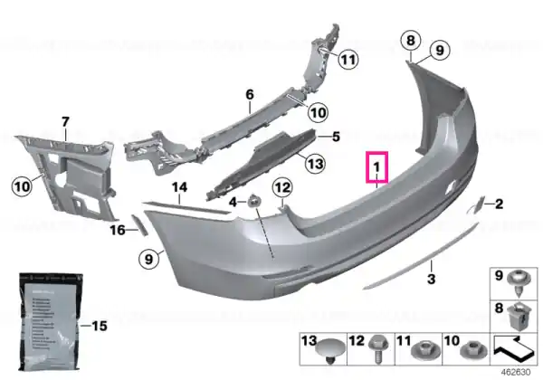Panel, bumper, primed, rear BASIS 2.FLUTIG - BMW Ultima șansă