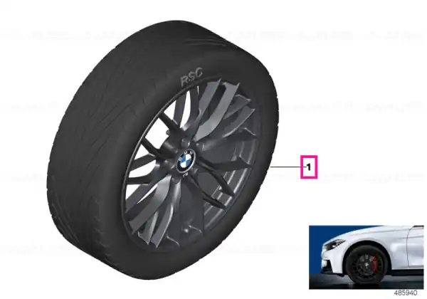 Transport gratuit Set roți complete de vară - M Performance Double Spoke 405M (forged) cu anvelopa Pirelli Cinturato P7 r-f - 225/50R18 95W - BMW Seria 3 F34 GT - Jante forjate