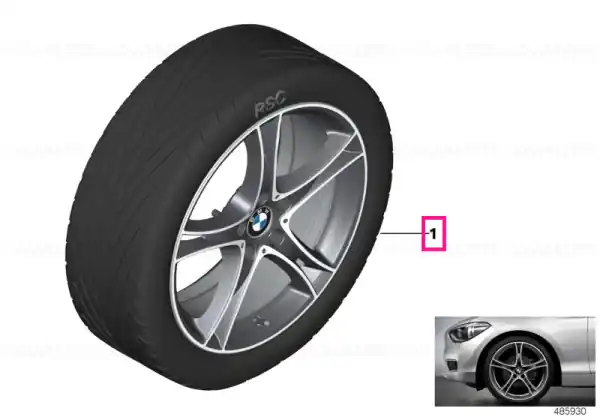 Set roți complete de vară - Double Spoke 361 (high glossy, red stripped) cu anvelopa Pirelli P Zero r-f - 225/35R20 90Y XL FA / 255/30R20 92Y XL RA - BMW Seria 3/4 F30/F31/F32/F33/F36 Discount