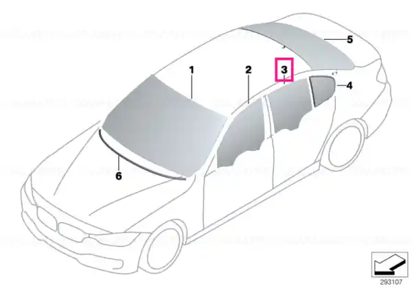 Door window, rear left - BMW Premium