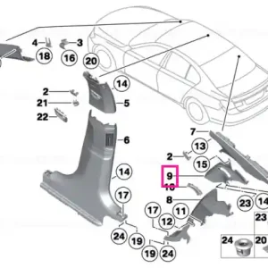 Acoperitură ieșire curea stânga SCHWARZ - BMW Ieftin