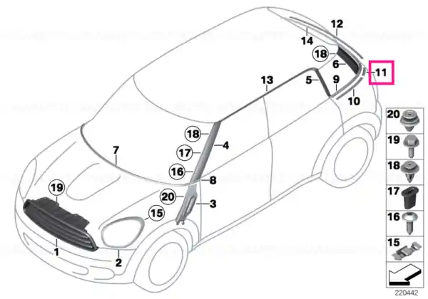 Premium Retaining strip, D-pillar, left - BMW - Mini