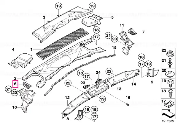 Leaf grill, left - BMW Doar azi