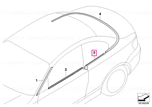 Preț mic Outer weatherstrip, left GLANZSCHWARZ - BMW