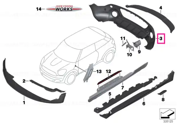 Spoiler centre JCW / PDC - BMW - Mini Reducere specială