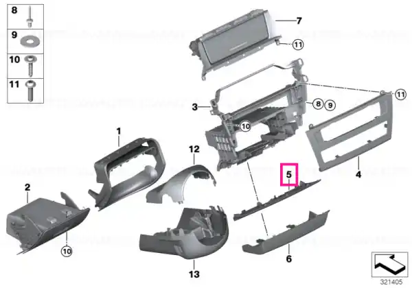 Preț mic Ornament centru console jos - BMW