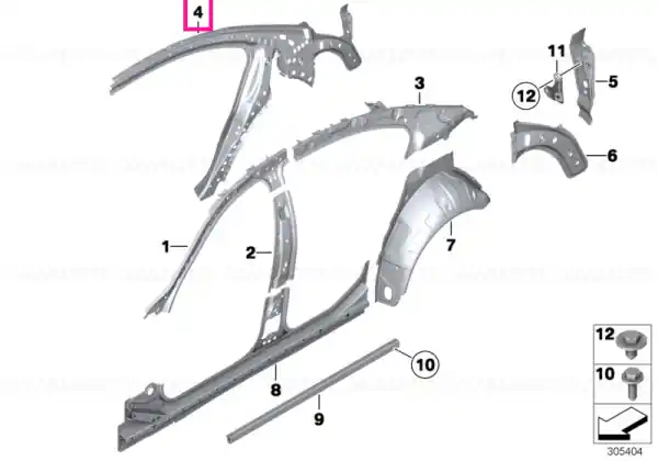Disponibil imediat C-pillar reinforcement, right - BMW