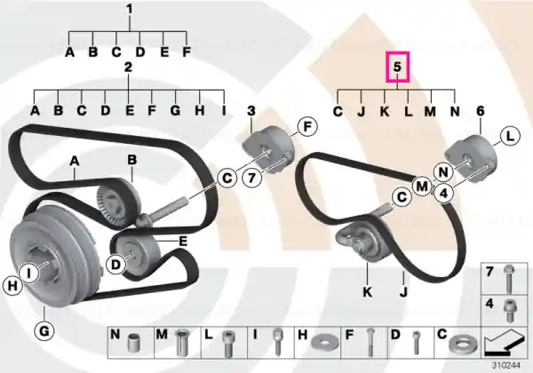 Reducere Set, drive belt, a/c compressor VALUE LINE - BMW