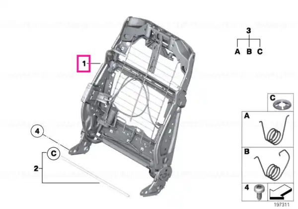 Doar azi Backrest frame, Basic, electric - BMW