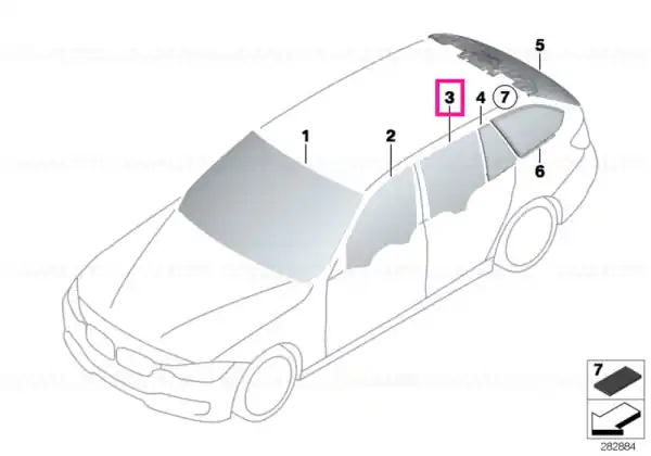 Door window, rear right - BMW Preț mic