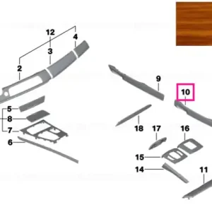 Wooden strip, door rear left NUSSB.-HONIGBR. - BMW Expediere rapidă