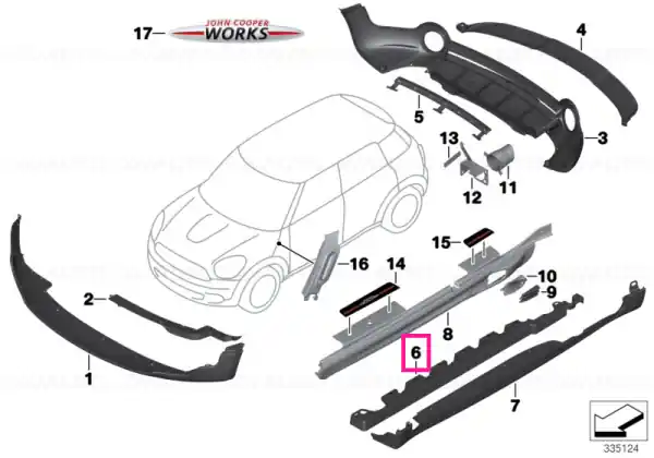 Adapter, sill, left - BMW - Mini Nu rata