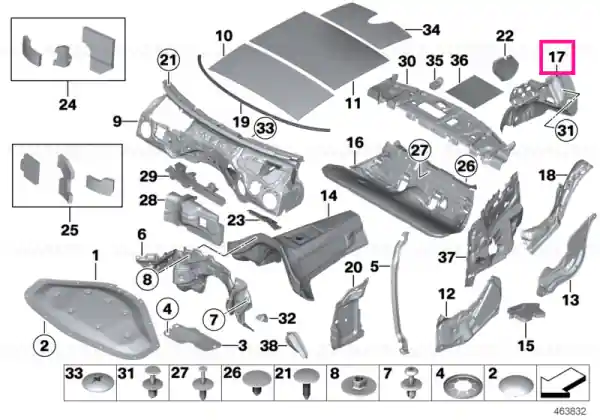 Sound insulation trunk left - BMW Noutate