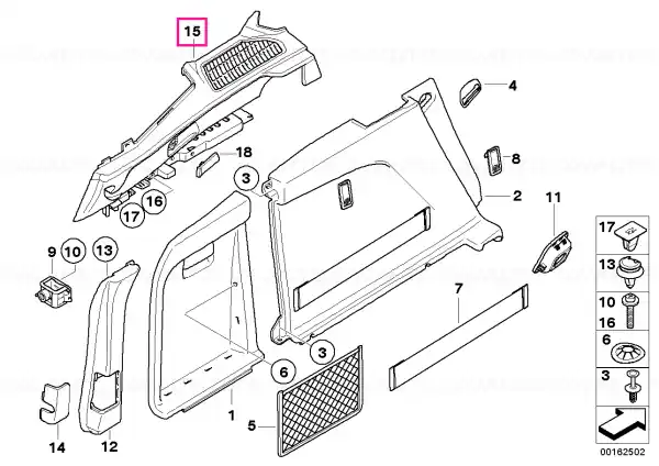 Noutate Right rear lugg.compartment railing TABAK - BMW