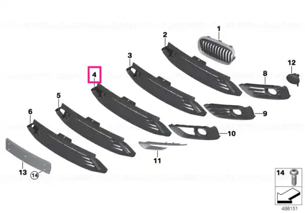 Cel mai vândut Grille, bumper, middle, closed SPORT LINE - BMW