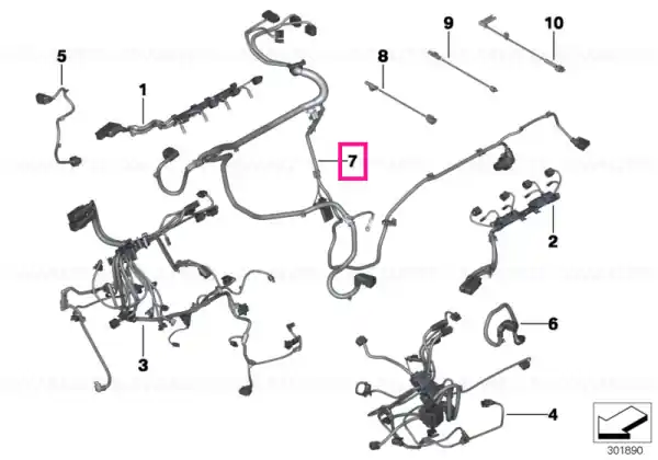 Reducere Wiring harness, engine, supply module - BMW