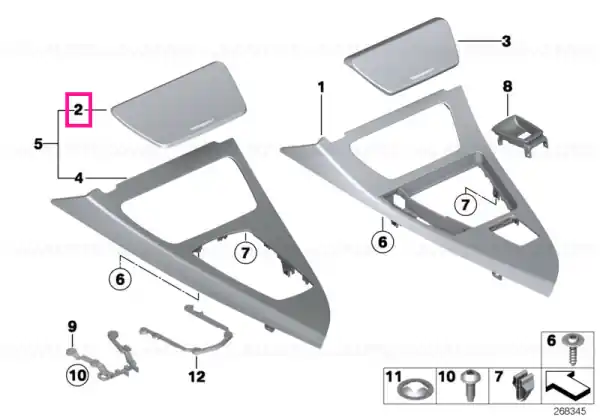 Bandă ornamentală suport pahar aluminiu Hexagon - BMW Premium