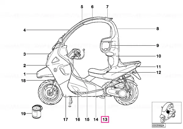 Service lid, right SCHWARZ - BMW Motorrad Plată securizată