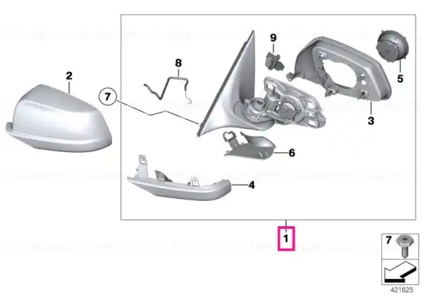 Exterior mirror, no lens, heated, left SHADOW-LINE - BMW Plată sigură