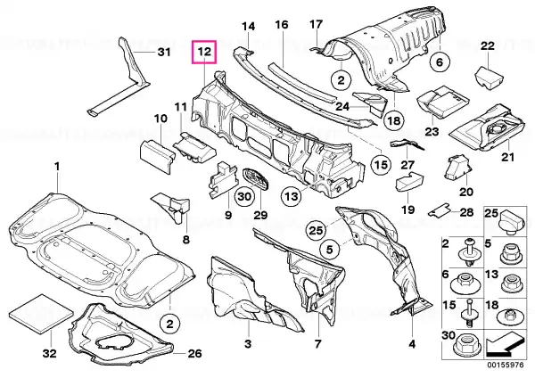 Sound insulat., bottom sect. of bulkhead - BMW Cel mai vândut