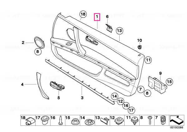 Bestseller Door lining leather right PALADIUMSILBER - BMW
