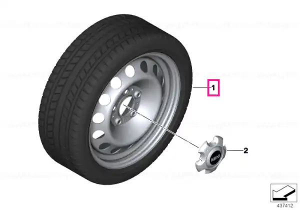 Reducere de preț Roată completă de iarnă - Steel wheel R12 cu anvelopa Bridgestone Blizzak LM-25 I - 195/60R16 89H - Mini Countryman/Paceman R60/R61