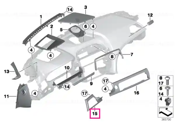 Ornament bord alu. hexagon stânga PERLGLANZ CHROM - BMW Premium