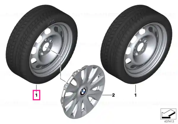 Roată completă de iarnă - Steel wheel 12 cu anvelopa Dunlop SP Winter Sport 3D - 205/55R16 91H - BMW Seria 1/2 F20/F21/F22/F23 Ofertă de sezon