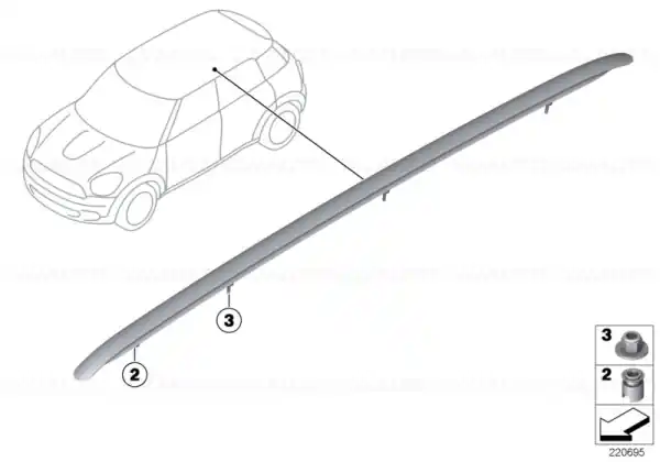 Roof railing, left SILBER - BMW - Mini Nu rata