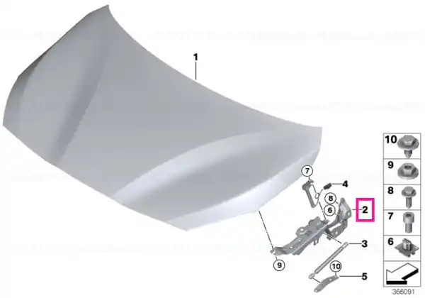 Right engine hood hinge - BMW Promoție