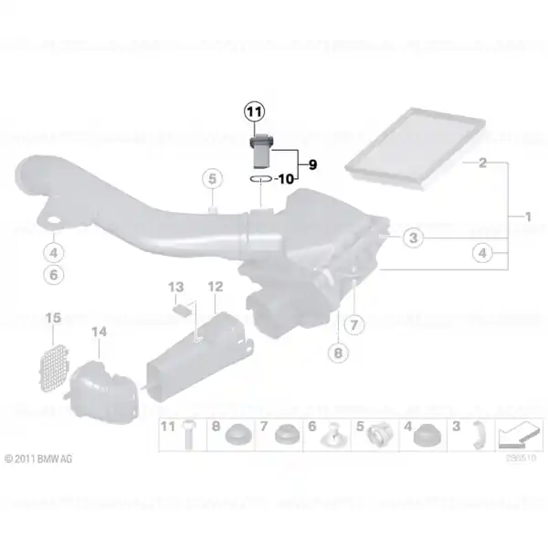 Debitmetru aer motor BMW Seria 1 F20, F21; Seria 2 F22, F23, F87; Seria 3 F30, F31, F34; Seria 4 F32, F33, F36 Livrare expres