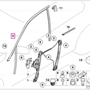 Window guide, left front door - BMW Ofertă