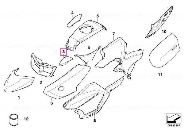 Capac triunghi oglindă exterior stânga TITAN-SILVER - BMW Motorrad Comandă acum