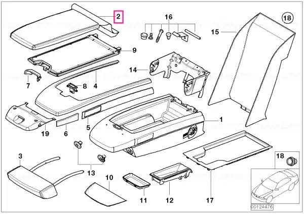 Reducere Armrest upper leather U6FA FLANELGRAU - BMW