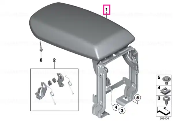 Armrest, leather, front middle OYSTER - BMW Nu rata