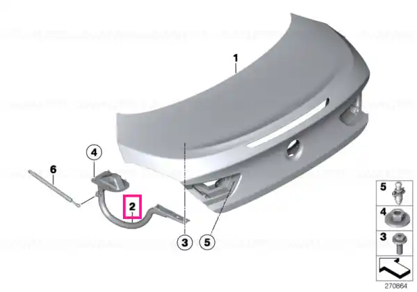 Left trunk lid hinge - BMW Lichidare de stoc